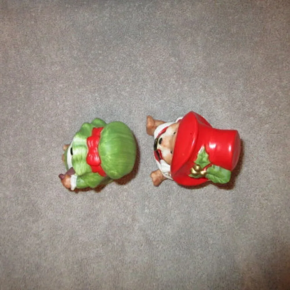 Vintage Homco Mr & Mrs Santa Bear Figurines Bisque Porcelain Christmas Set Of 2